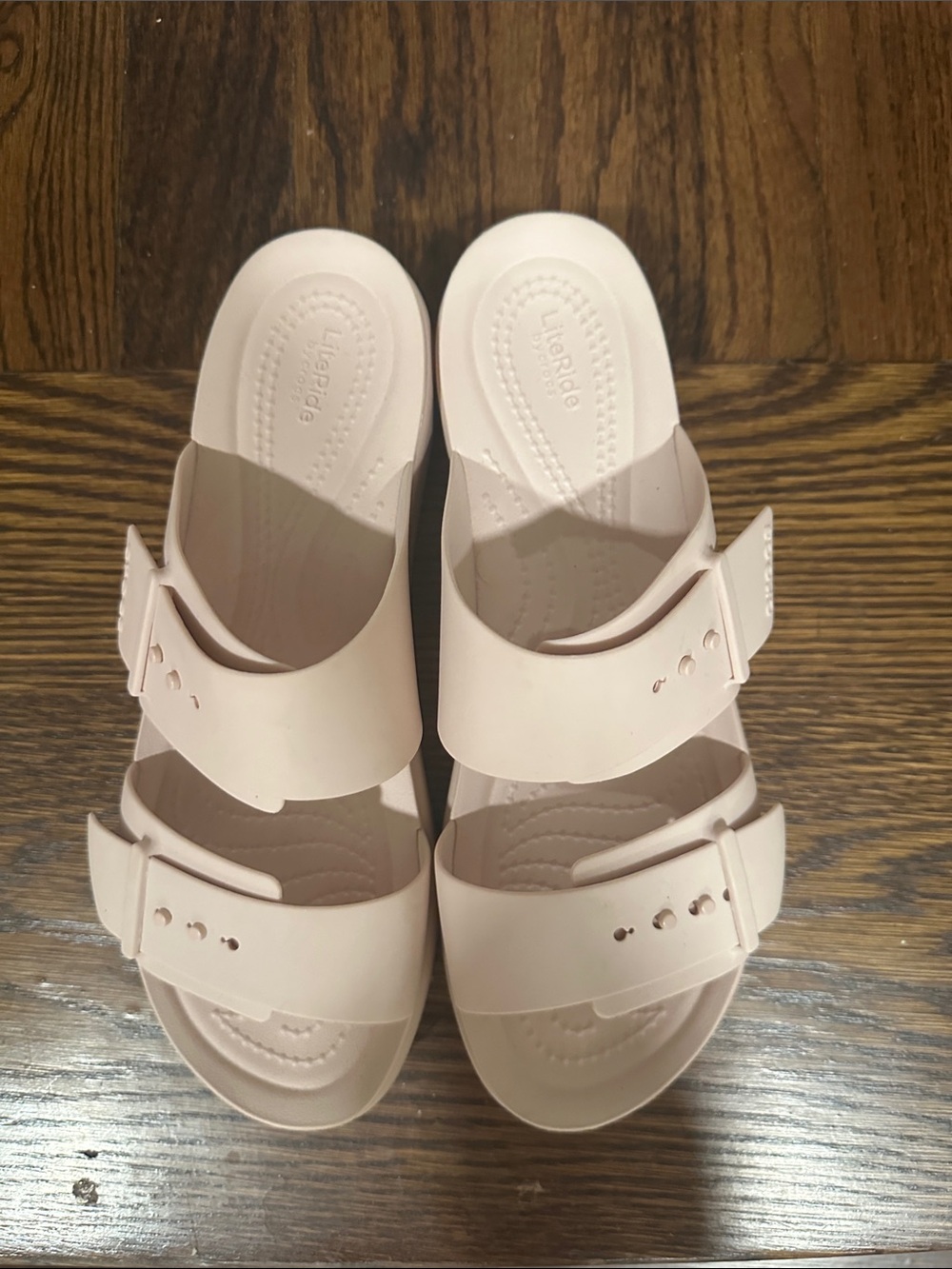 CROCS Pale Blush Double-Strap Slide Sandals